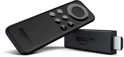 An Amazon Fire TV streaming strick alongside its remote control.